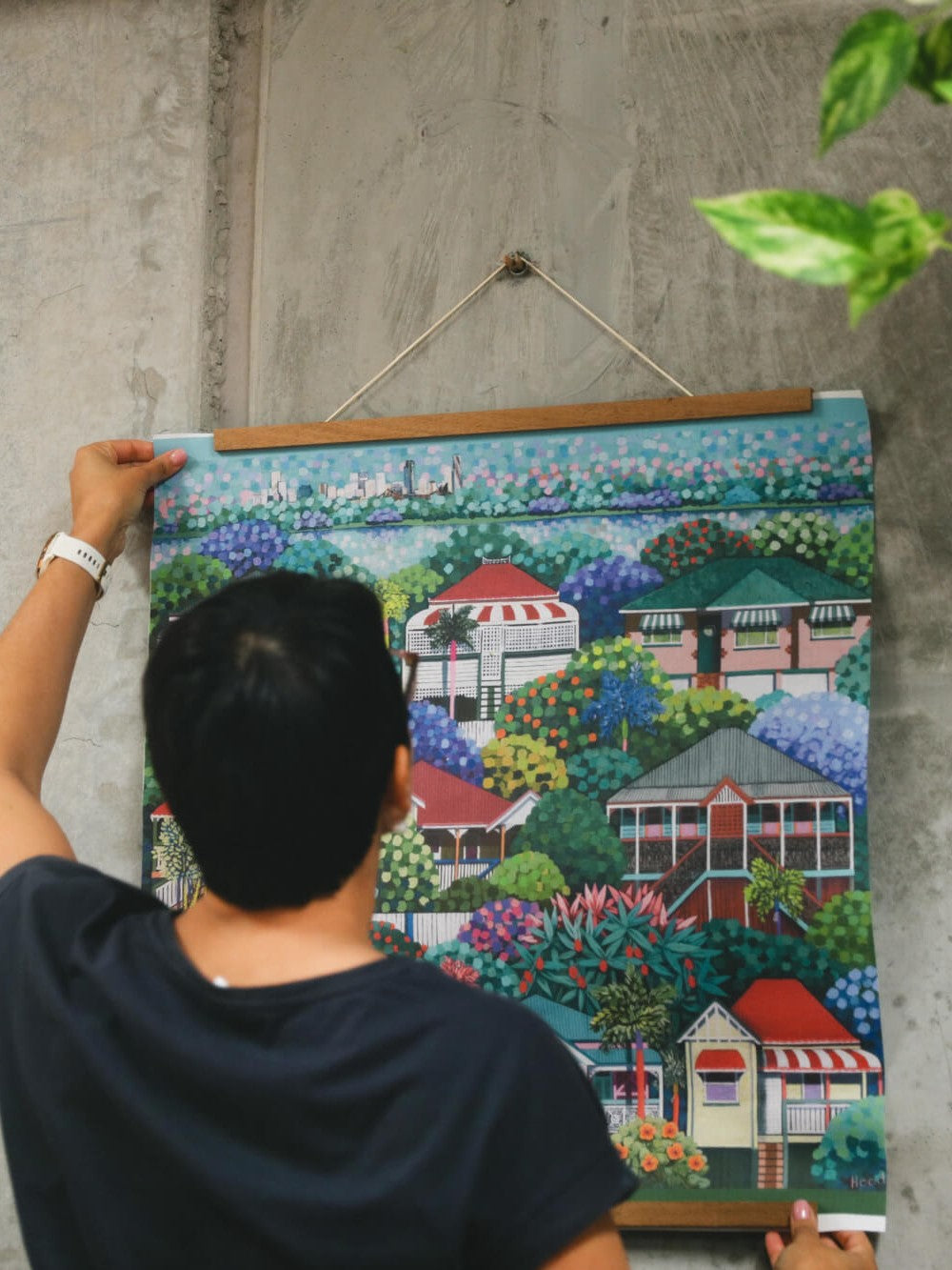 Rameez hanging artwork printed on half-panama fabric.